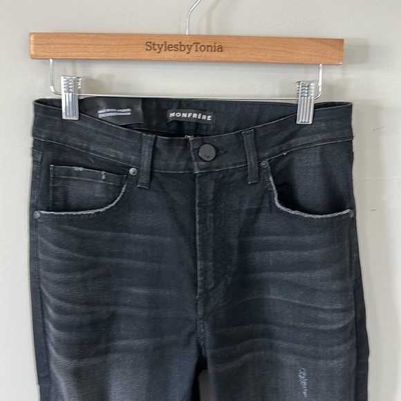 MONFRERE Greyson Distressed Skinny Jean Slash Rodium Black Mens Sz 31 NEW - Picture 5 of 16
